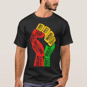 Camiseta Inspirador Black Leaders Power Fist Hand Black His