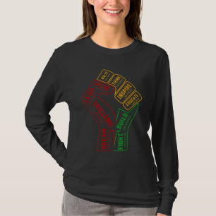 Camiseta Inspirador Black Leaders Power Fist Hand Black His