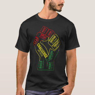 Camiseta Inspirador Black Leaders Power Fist Hand Black His