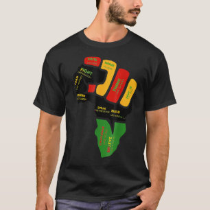 Camiseta Inspirador Black Leaders Power Fist Hand Black His