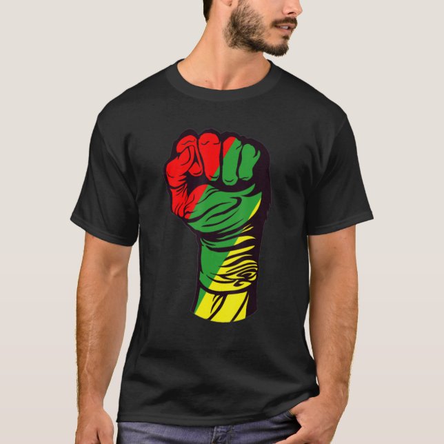 Camiseta Inspirador Black Leaders Power Fist Hand Black His (Anverso)