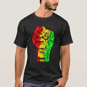 Camiseta Inspirador Black Leaders Power Fist Hand Black His
