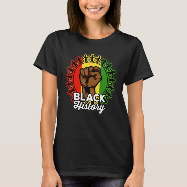 Camiseta Inspirador Black Leaders Power Fist Hand Black His (Anverso)