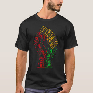 Camiseta Inspirador Black Leaders Power Fist Hand Black His