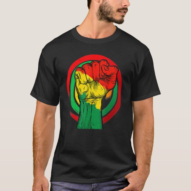 Camiseta Inspirador Black Leaders Power Fist Hand Black His (Anverso)