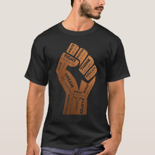 Camiseta Inspirador Black Leaders Power Fist Hand Black His