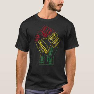 Camiseta Inspirador Black Leaders Power Fist Hand Black His