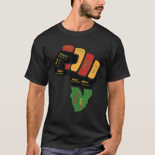 Camiseta Inspirador Black Leaders Power Fist Hand Black His