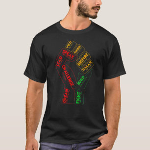 Camiseta Inspirador Black Leaders Power Fist Hand Black His