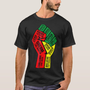 Camiseta Inspirador Black Leaders Power Fist Hand Black His
