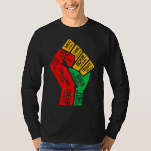 Camiseta Inspirador Black Leaders Power Fist Hand Black His
