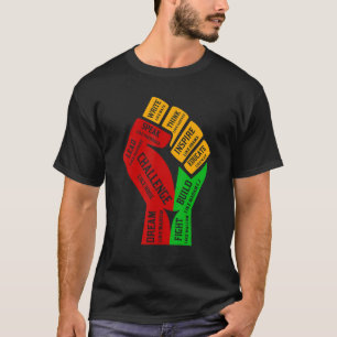Camiseta Inspirador Black Leaders Power Fist Hand Black His
