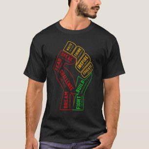 Camiseta Inspirador Black Leaders Power Fist Hand Black His