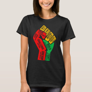 Camiseta Inspirador Black Leaders Power Fist Hand Black His