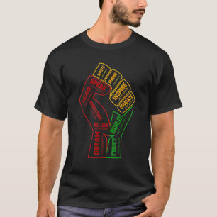 Camiseta Inspirador Black Leaders Power Fist Hand Black His