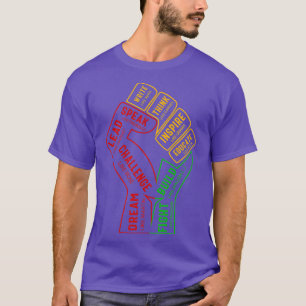 Camiseta Inspirador Black Leaders Power Fist Hand Black His
