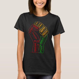 Camiseta Inspirador Black Leaders Power Fist Hand Black His