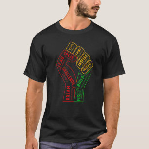 Camiseta Inspirador Black Leaders Power Fist Hand Black His