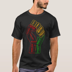 Camiseta Inspirador Black Leaders Power Fist Hand Black His
