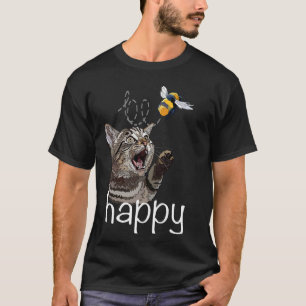 Camiseta Inspirador sé feliz gato Gracioso Kitten Bee Anima