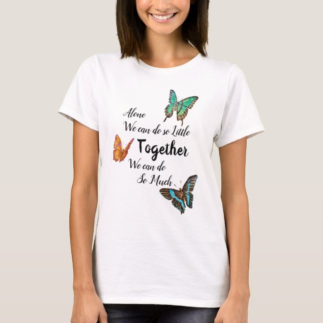 Camiseta Inspiradora cita de mariposas coloridas (Anverso)
