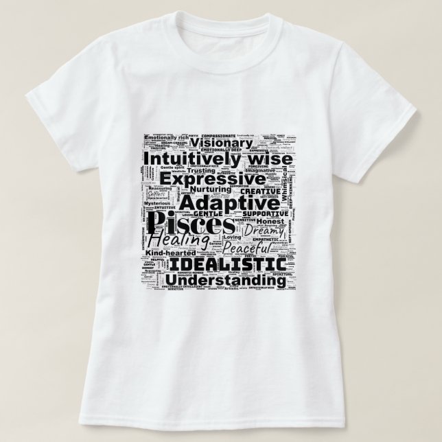 Camiseta inspiradora de zodiac de Word Pisces (Diseño del anverso)