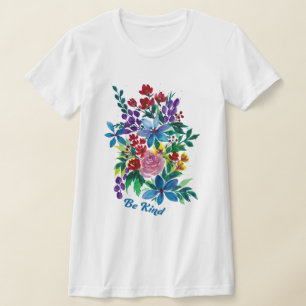 Camiseta Inspiradora floral Be Kind Watercolor