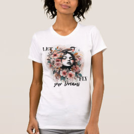 Camiseta Inspirational Floral Woman and Bird Artwork