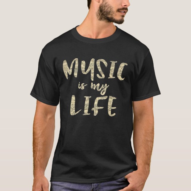 Camiseta Inspirational Music is my Life Musical Notes (Anverso)