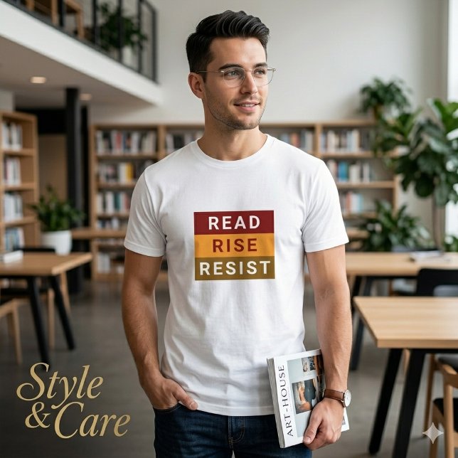 Camiseta Inspire Acción Lee Levántate Resiste para (Inspire Action Read Rise Resist Tee for Men)