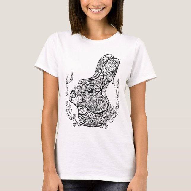 Camiseta Inspired Head Of Rabbit In Wreath (Anverso)