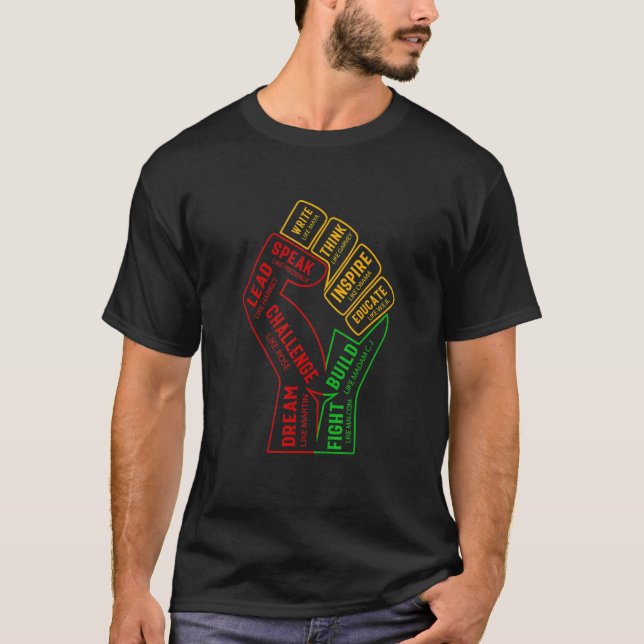 Camiseta Inspiring Black Leaders Power Fist Hand Black Hist (Anverso)