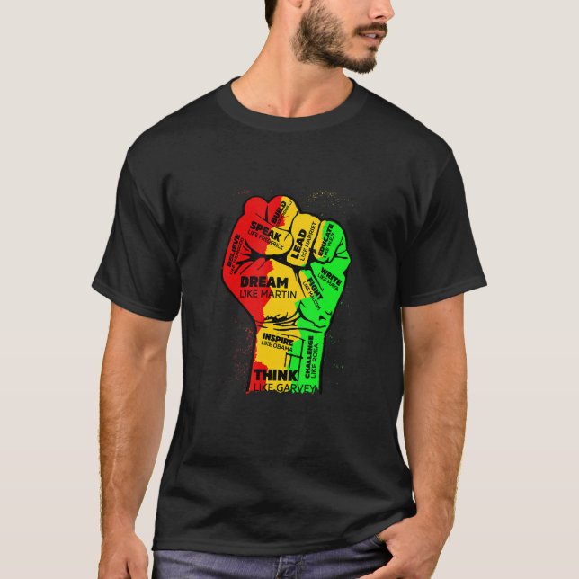 Camiseta Inspiring Black Leaders Power Fist Hand Black Hist (Anverso)