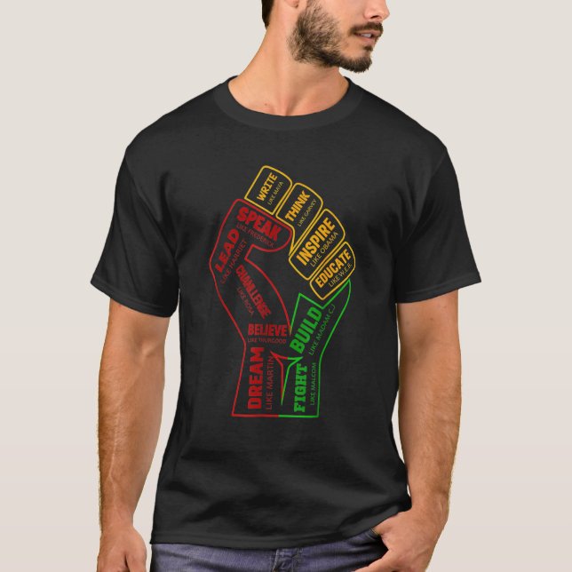 Camiseta Inspiring Black Leaders Power Fist Hand Black Hist (Anverso)