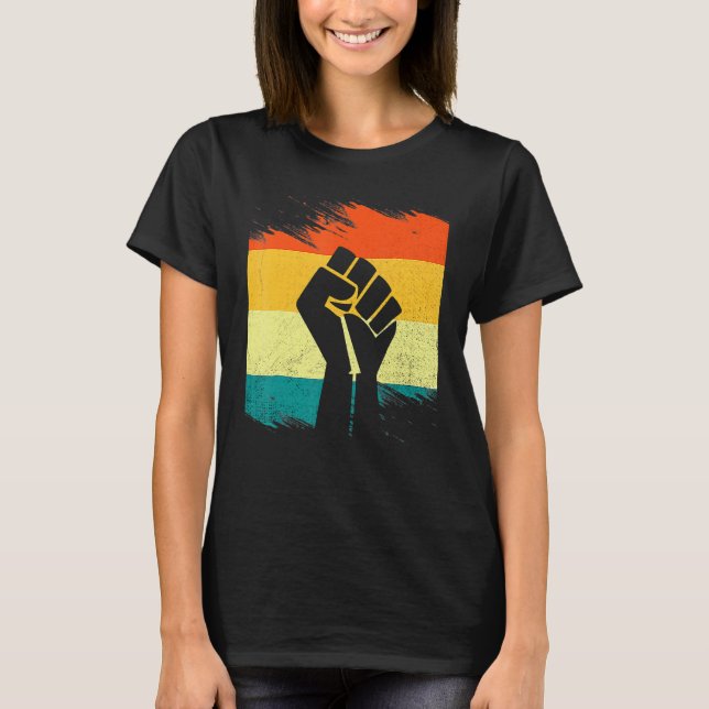 Camiseta Inspiring Black Leaders Power Fist Hand Black Hist (Anverso)