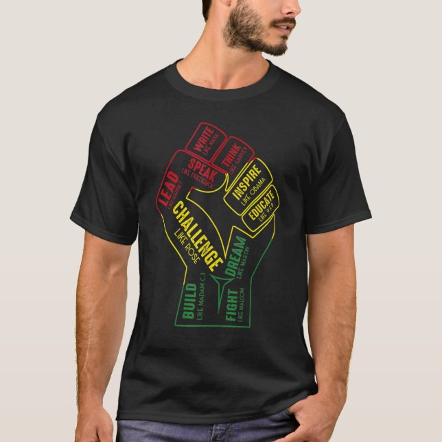Camiseta Inspiring Black Leaders Power Fist Hand Black Hist (Anverso)
