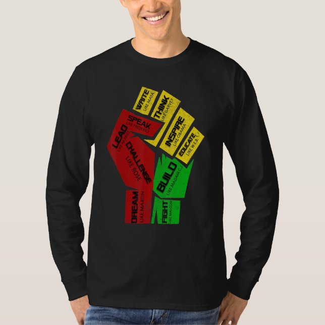 Camiseta Inspiring Black Leaders Power Fist Hand Black Hist (Anverso)