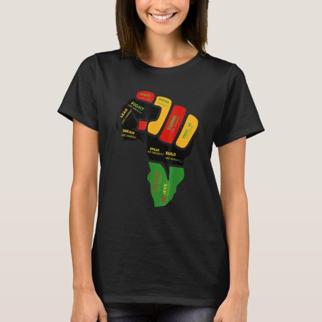 Camiseta Inspiring Black Leaders Power Fist Hand Black Hist (Anverso)