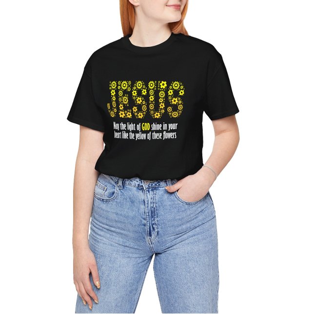 Camiseta Inspiring Jesus with yellow flowers: Let God's lig (Subido por el creador)