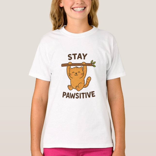 Camiseta  Inspiring "Stay pawsitive" Quote Print (Anverso)