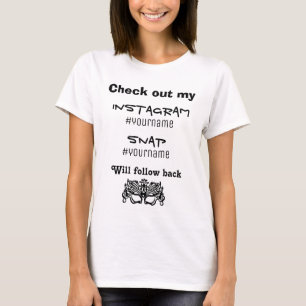 Camiseta Instagram de medios sociales y seguidores de Snap