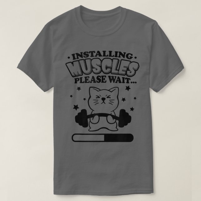 Camiseta Instalación de músculos Funny Cat Mom Workplace Gy (Diseño del anverso)