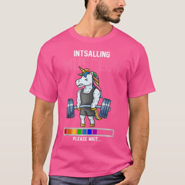 Camiseta Instalación de Músculos Unicornio peso de fitness  (Anverso)