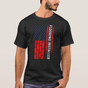 Camiseta Instalador del piso Contratista Usa Flag Floor Ins