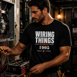 Camiseta Instalando Cables Desde 1995 Electricista Negro