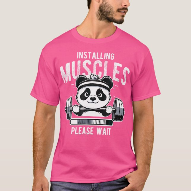 Camiseta Instalando el edificio muscular Fitness Panda Weig (Anverso)