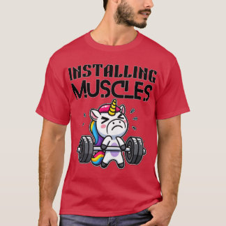 Camiseta Instalando músculos divertido diseño de levantamie