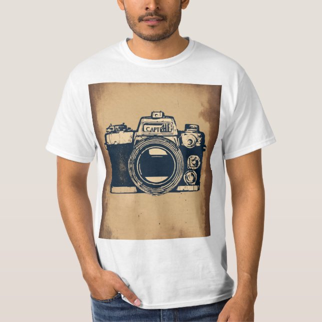 Camiseta "Instantánea vintage: Cámara clásica masculina" (Anverso)