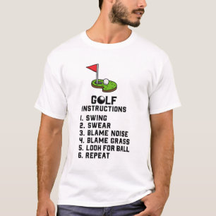 Camiseta Instrucción de golf Swing Swear en el agujero de l