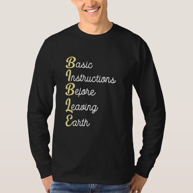 Camiseta Instrucciones básicas de la Biblia antes de salir  (Anverso)